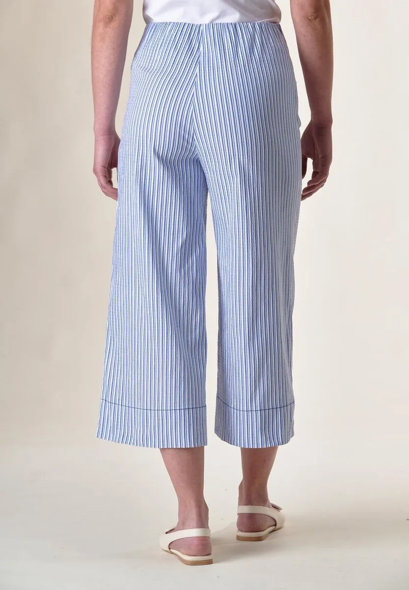 Pantalone azzurro cropped seersucker