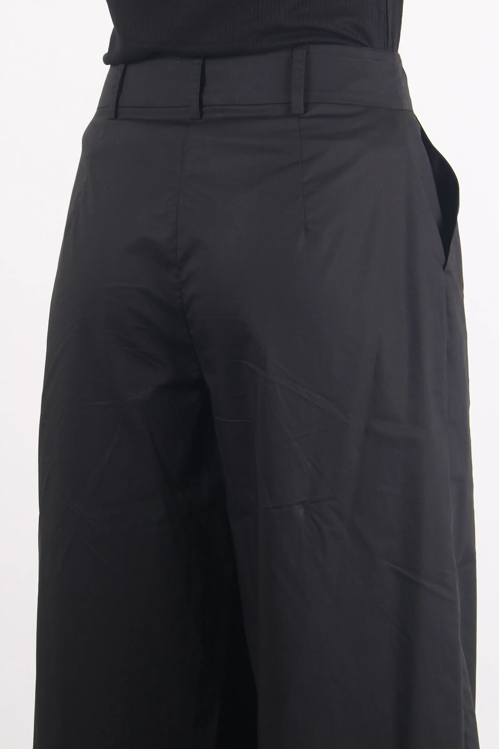 Pantalone Cropped Risvolto Nero