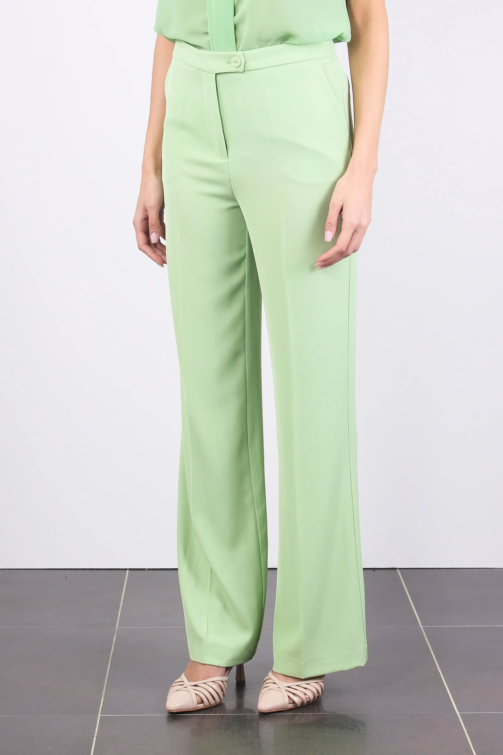 Pantalone Palazzo Fluido Verde