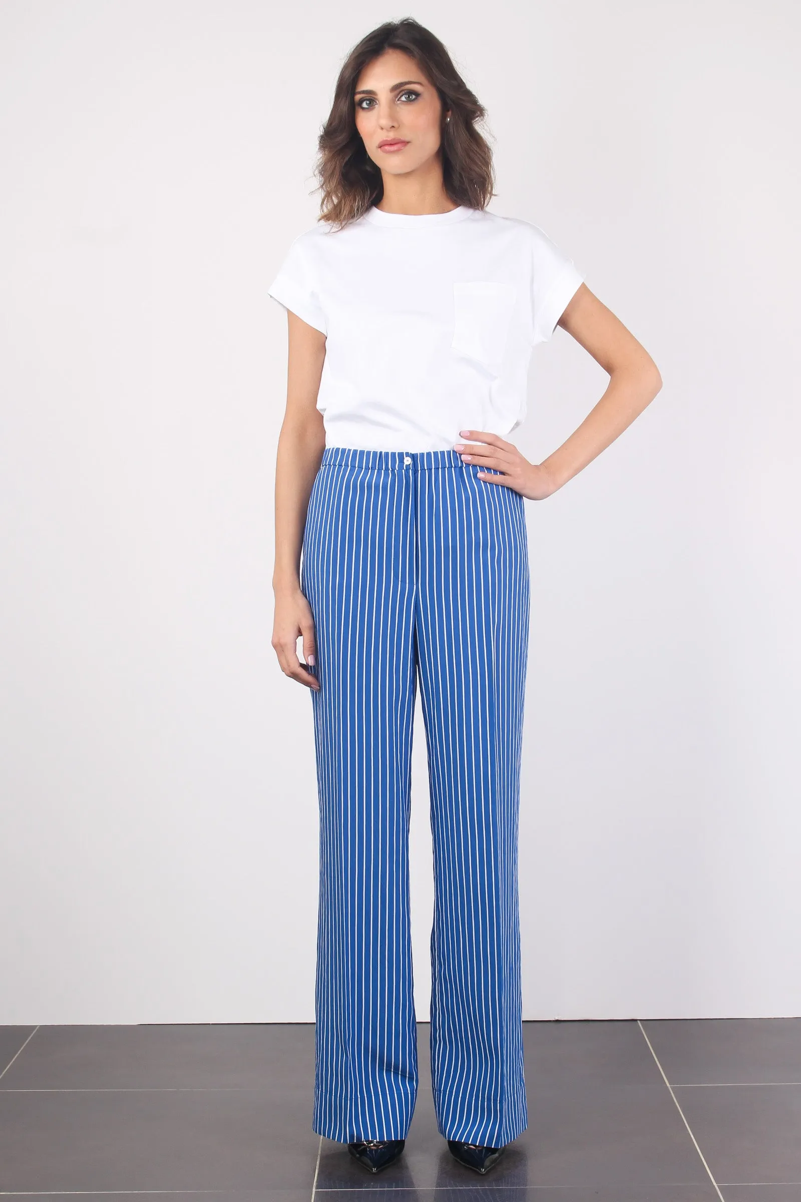 Pantalone Palazzo Riga Bluette