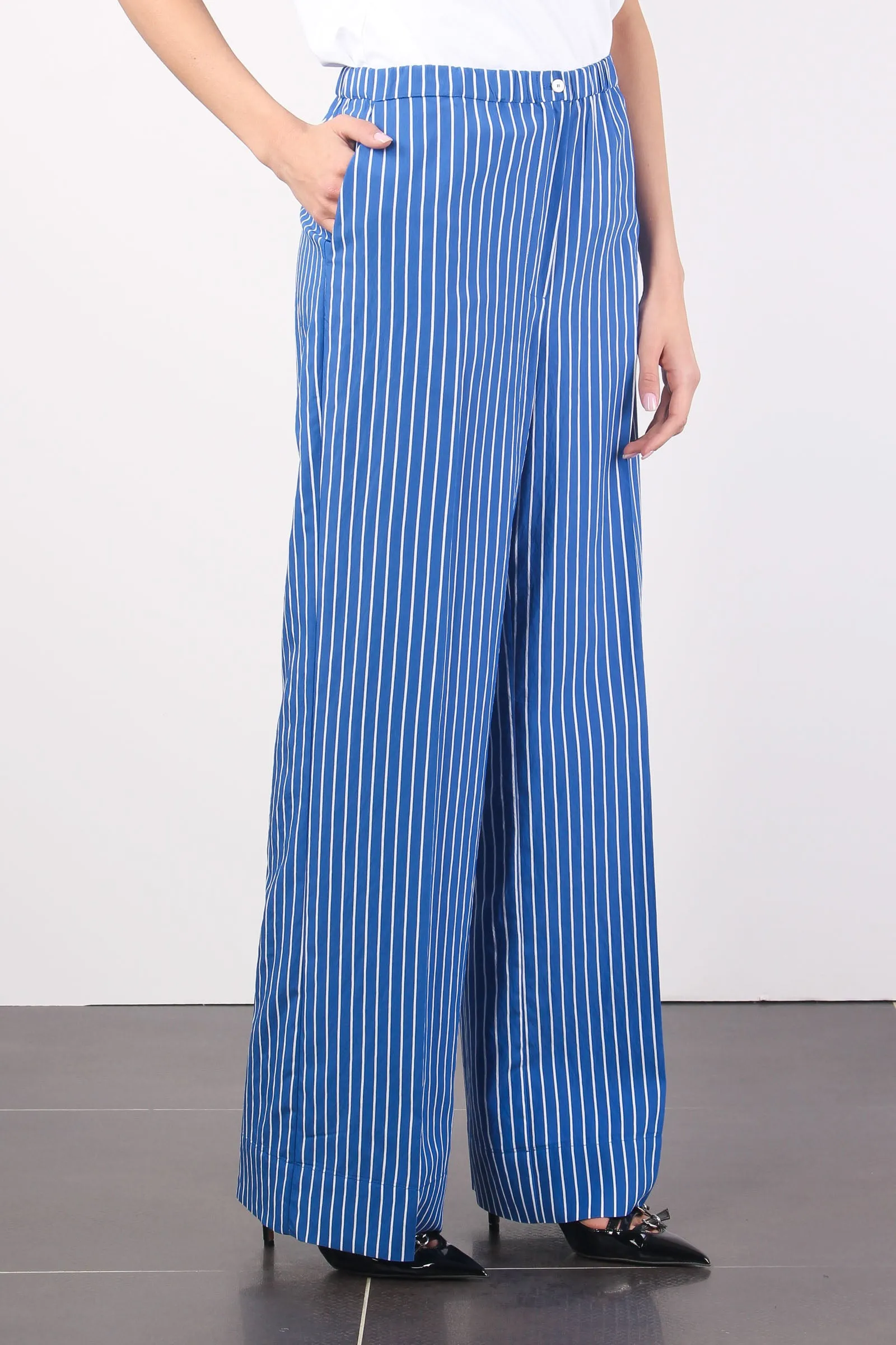 Pantalone Palazzo Riga Bluette