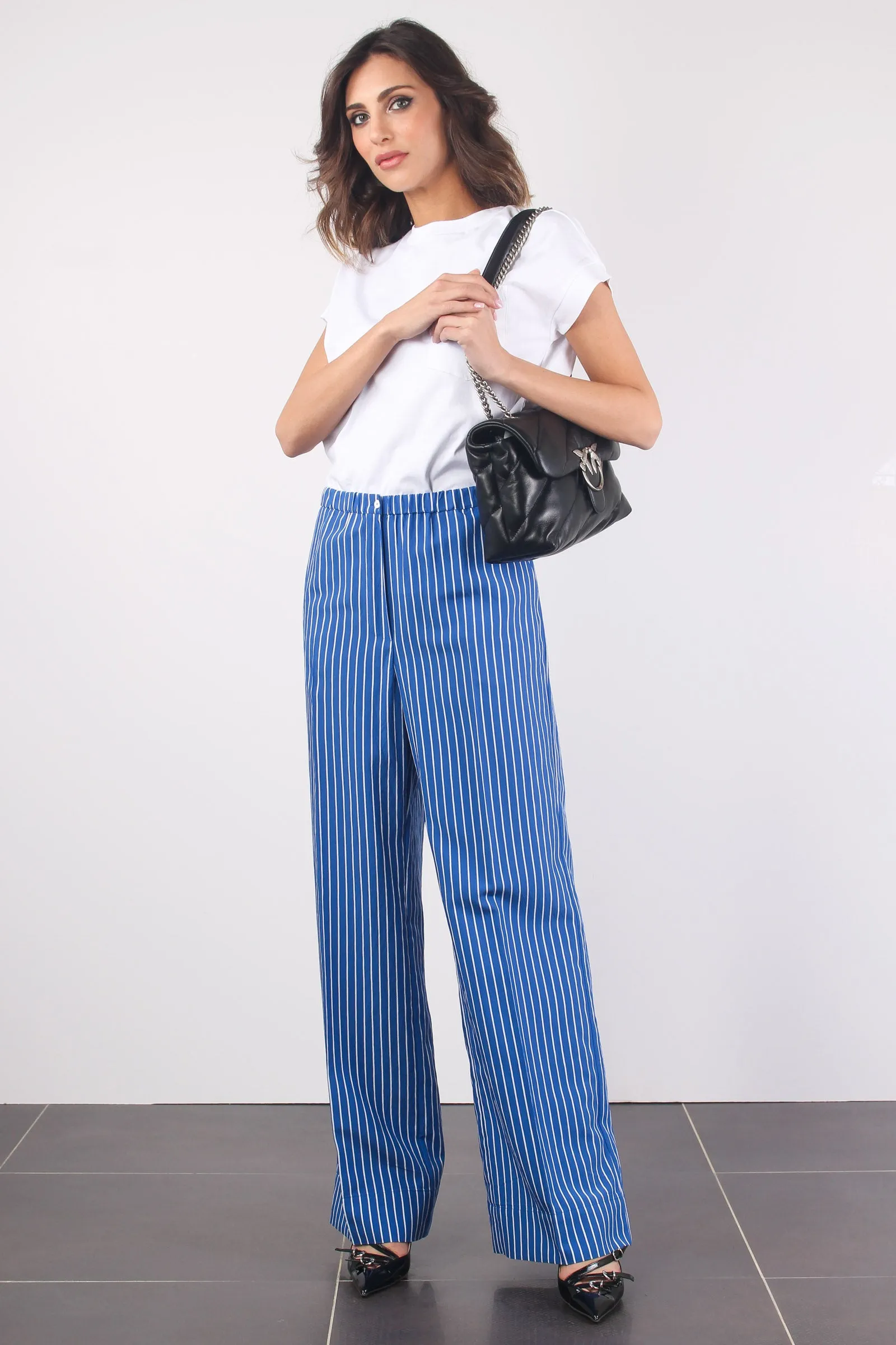 Pantalone Palazzo Riga Bluette