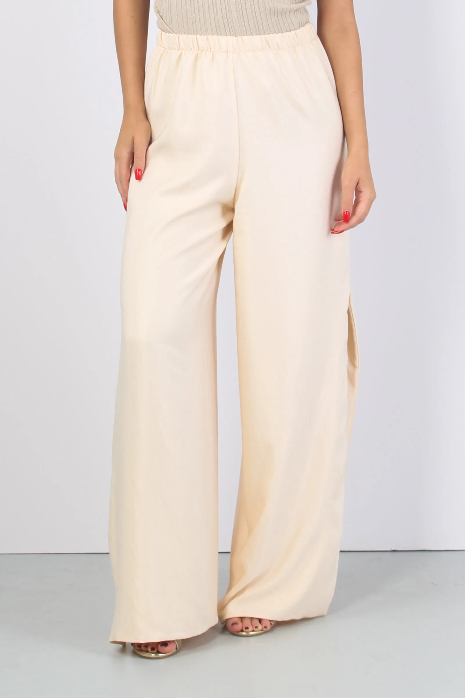 Pantalone Palazzo Spacchi Late Panna