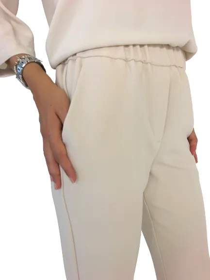 PANTALONI DONNA CROPPED PANNA