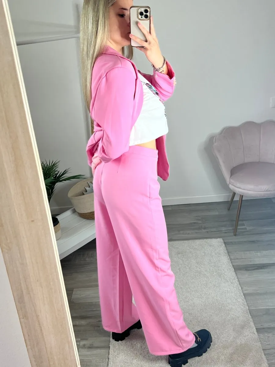 Pantaloni rosa bubble a palazzo