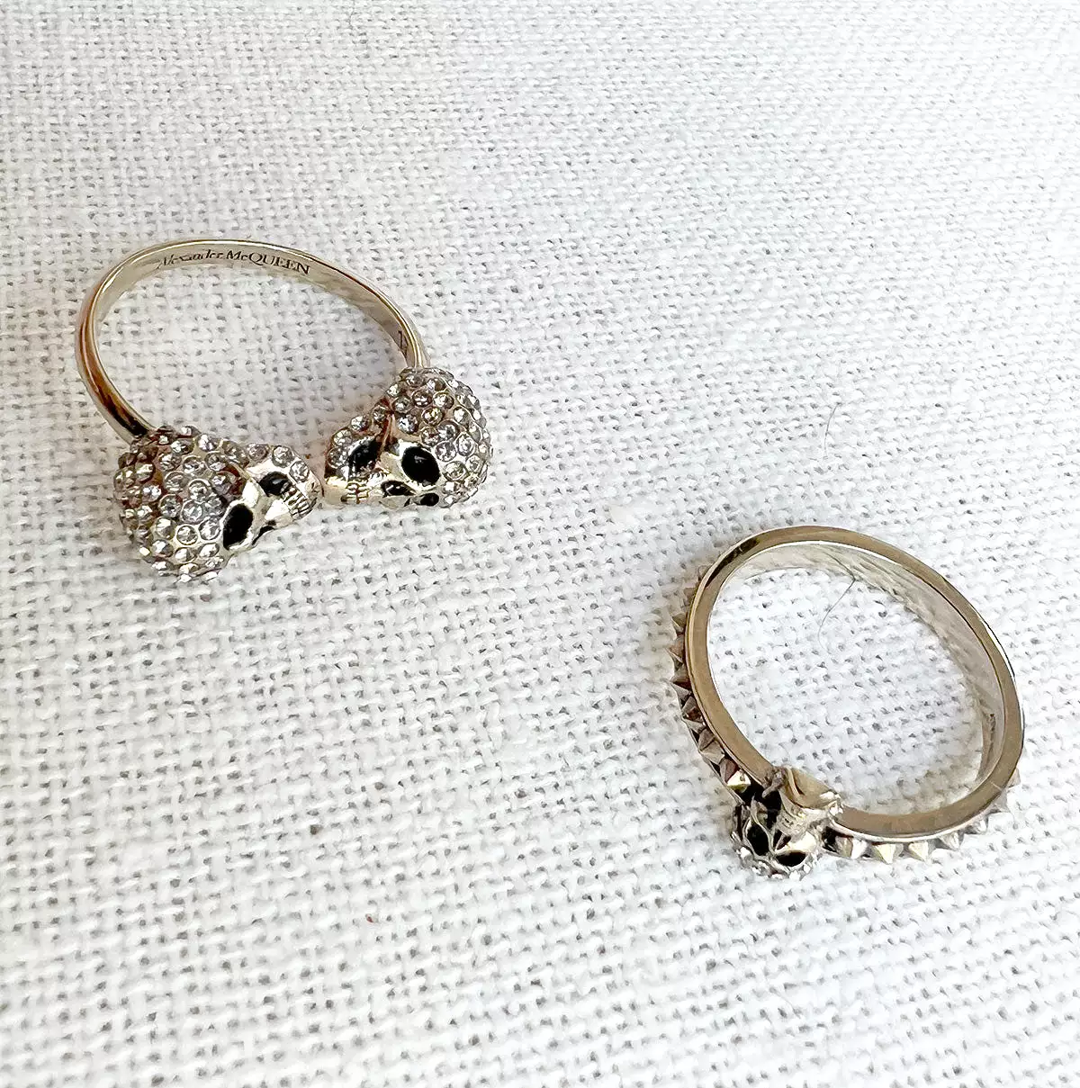 Pave Skull Thin Ring, Pale Gold