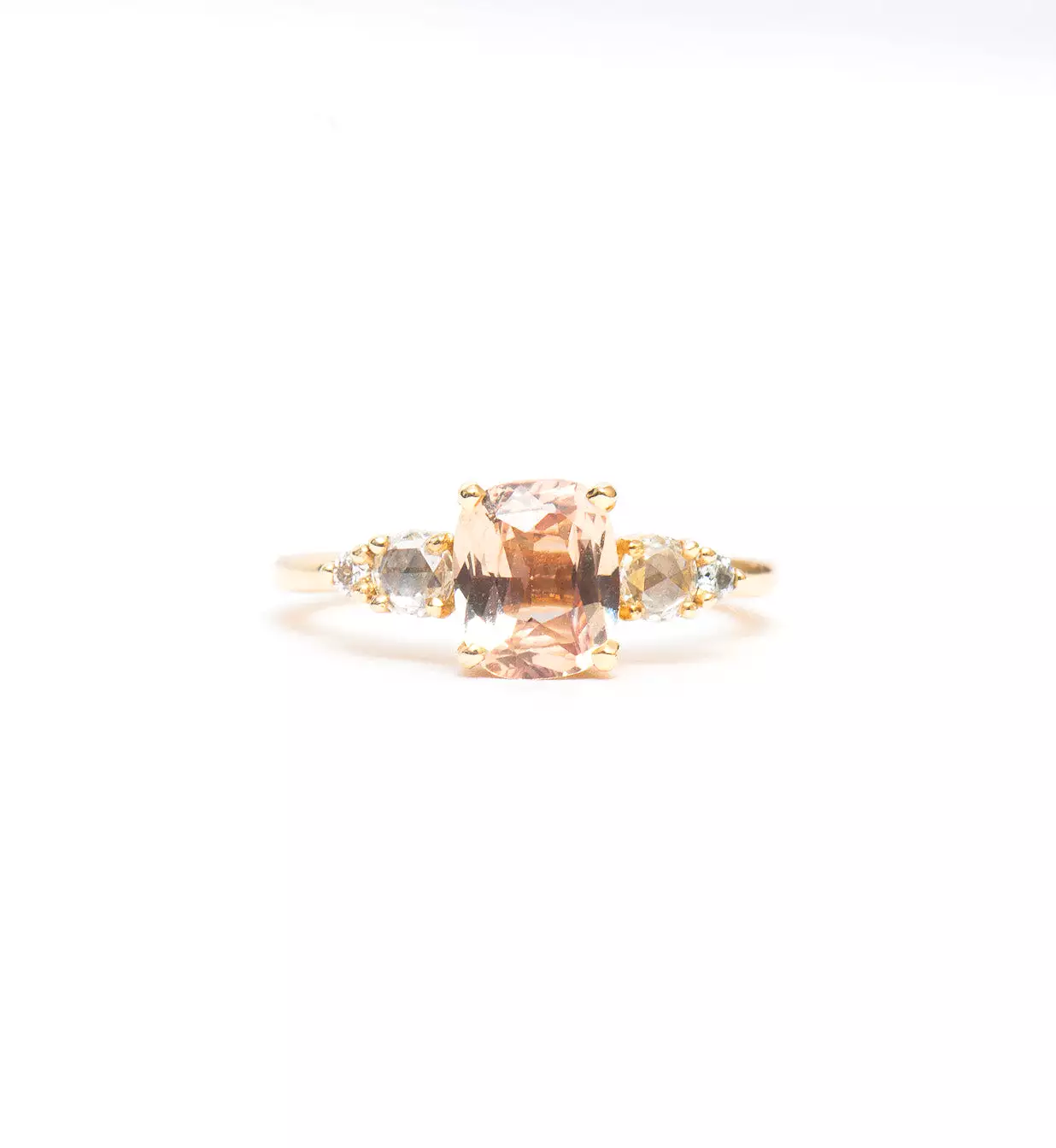 Peach Cushion Sapphire Isa Ring