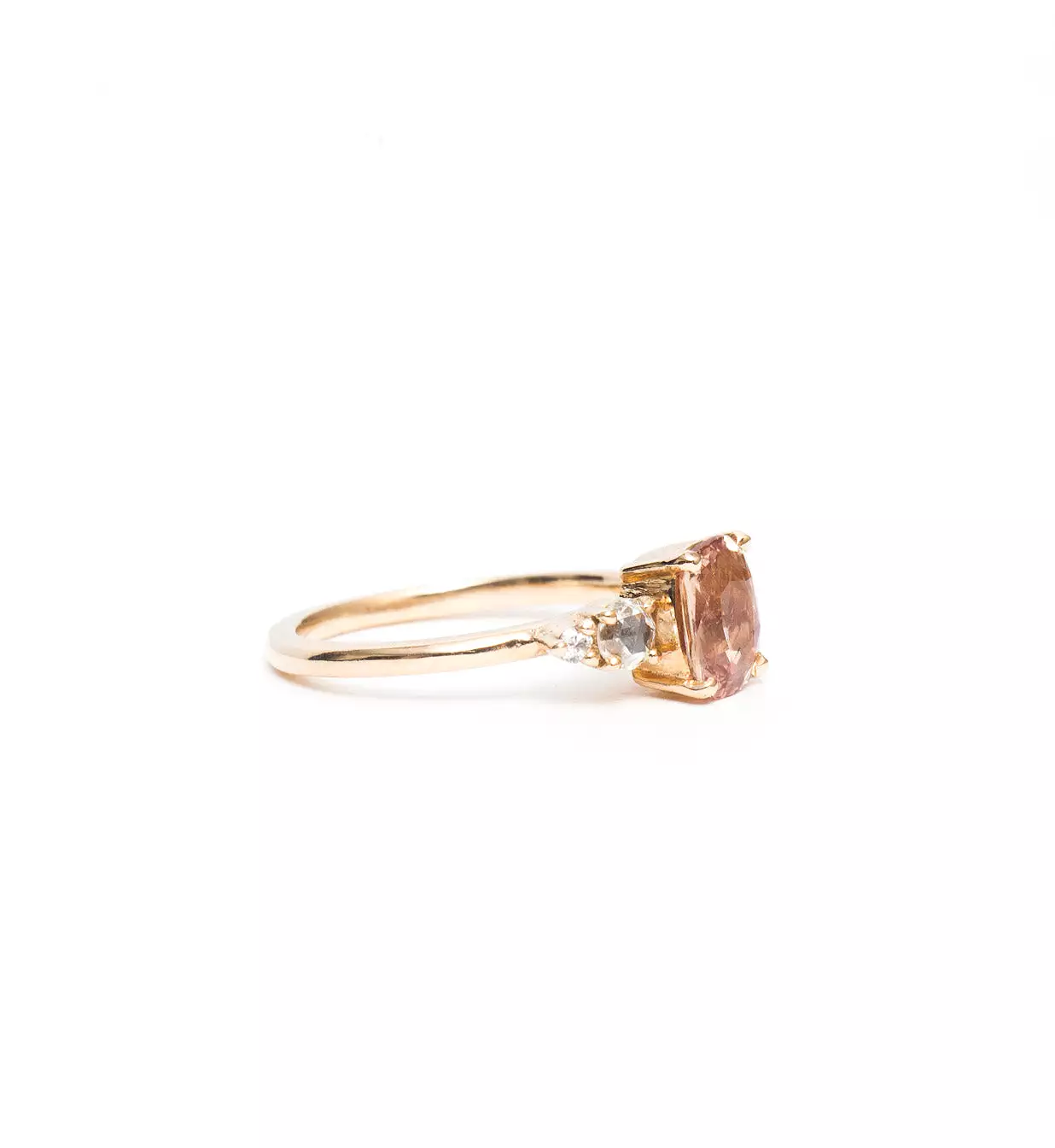 Peach Cushion Sapphire Isa Ring