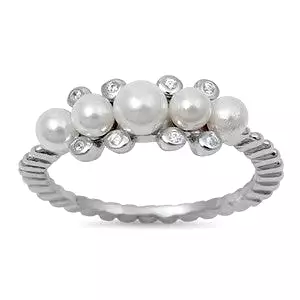 Pearl Cluster Sterling Silver Ring