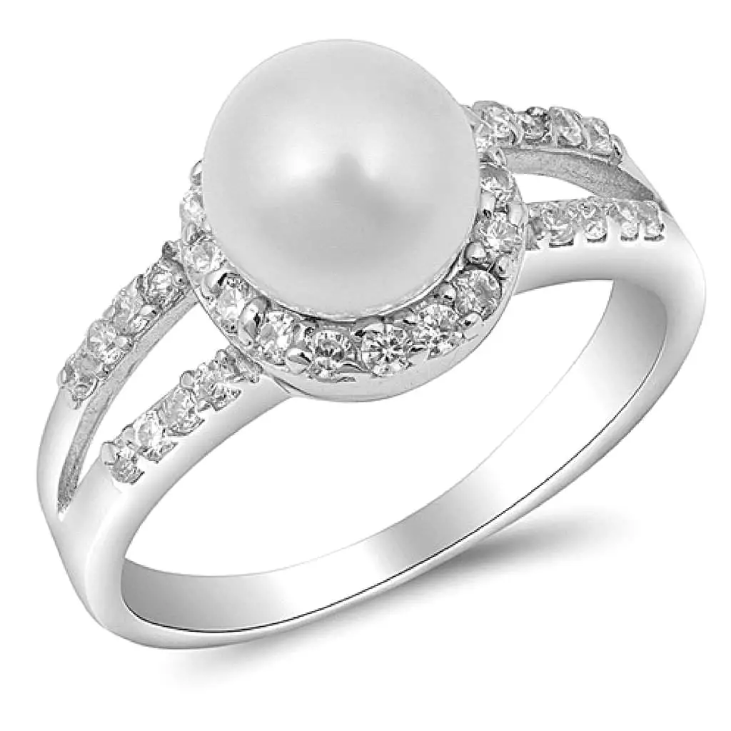 Pearl Wrapped CZ Sterling Silver Ring