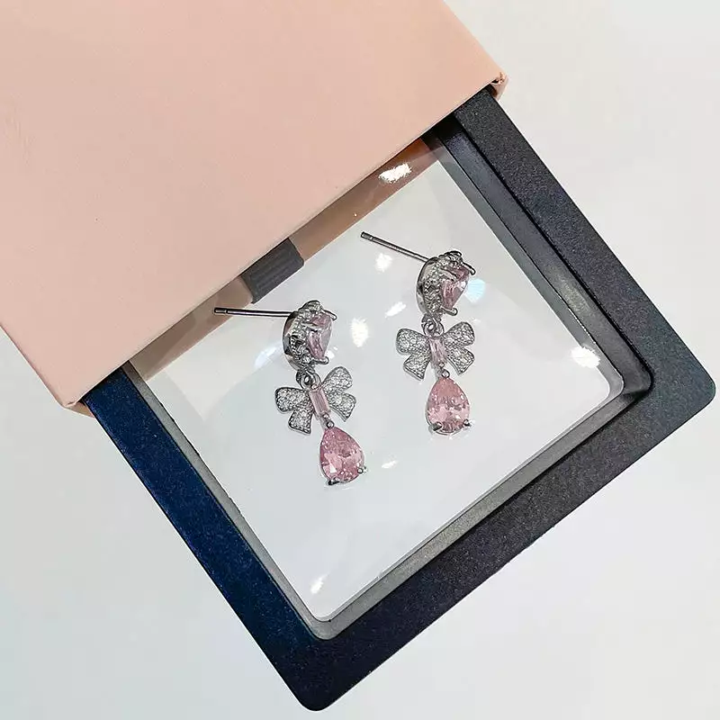 Pink Heart Diamond Earrings - Kimi