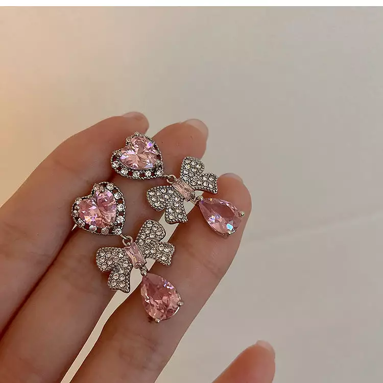 Pink Heart Diamond Earrings - Kimi