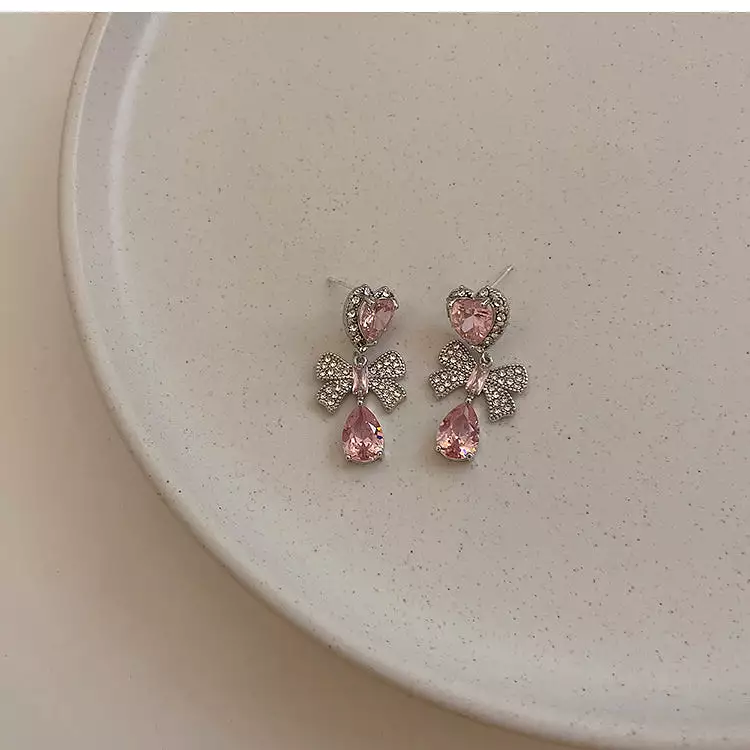 Pink Heart Diamond Earrings - Kimi