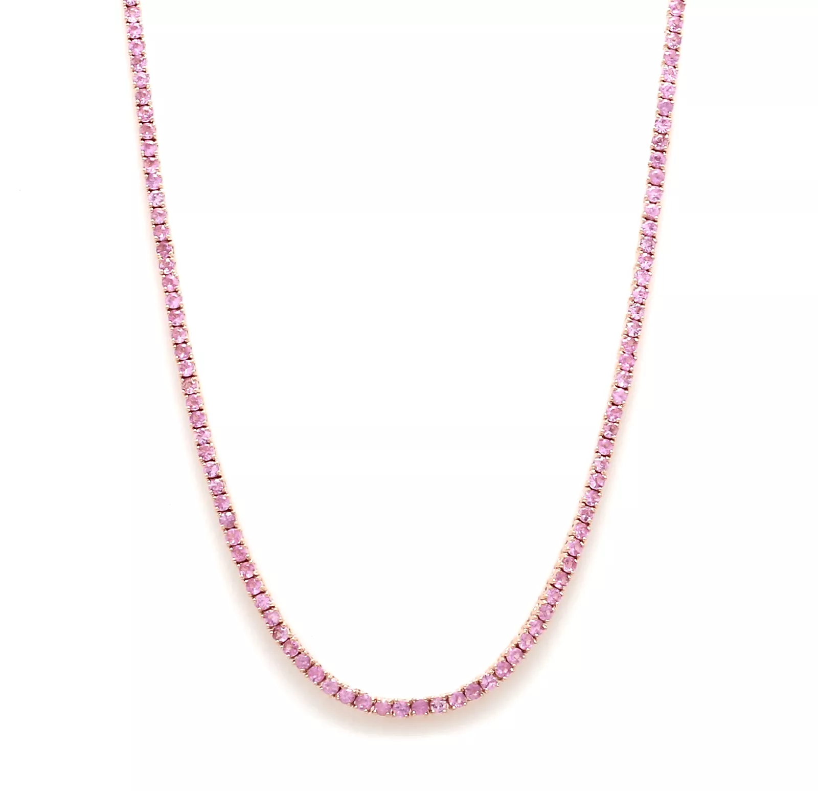 Pink Sapphire Tennis Necklace 4-Prong