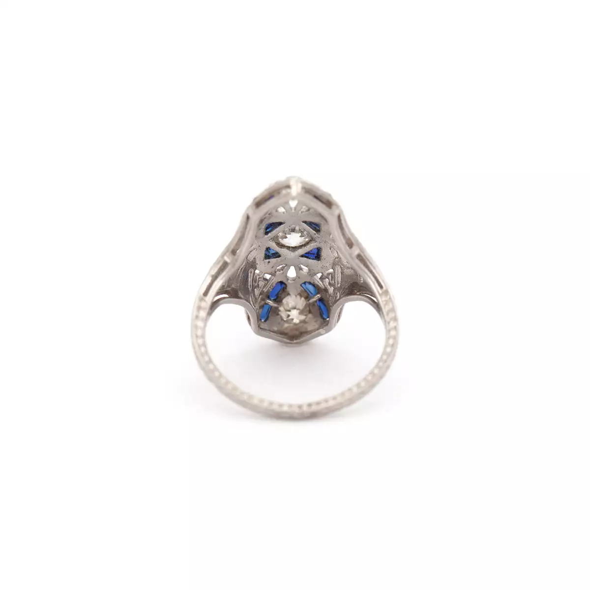 Platinum and Sapphire Old Mine Dinner Ring