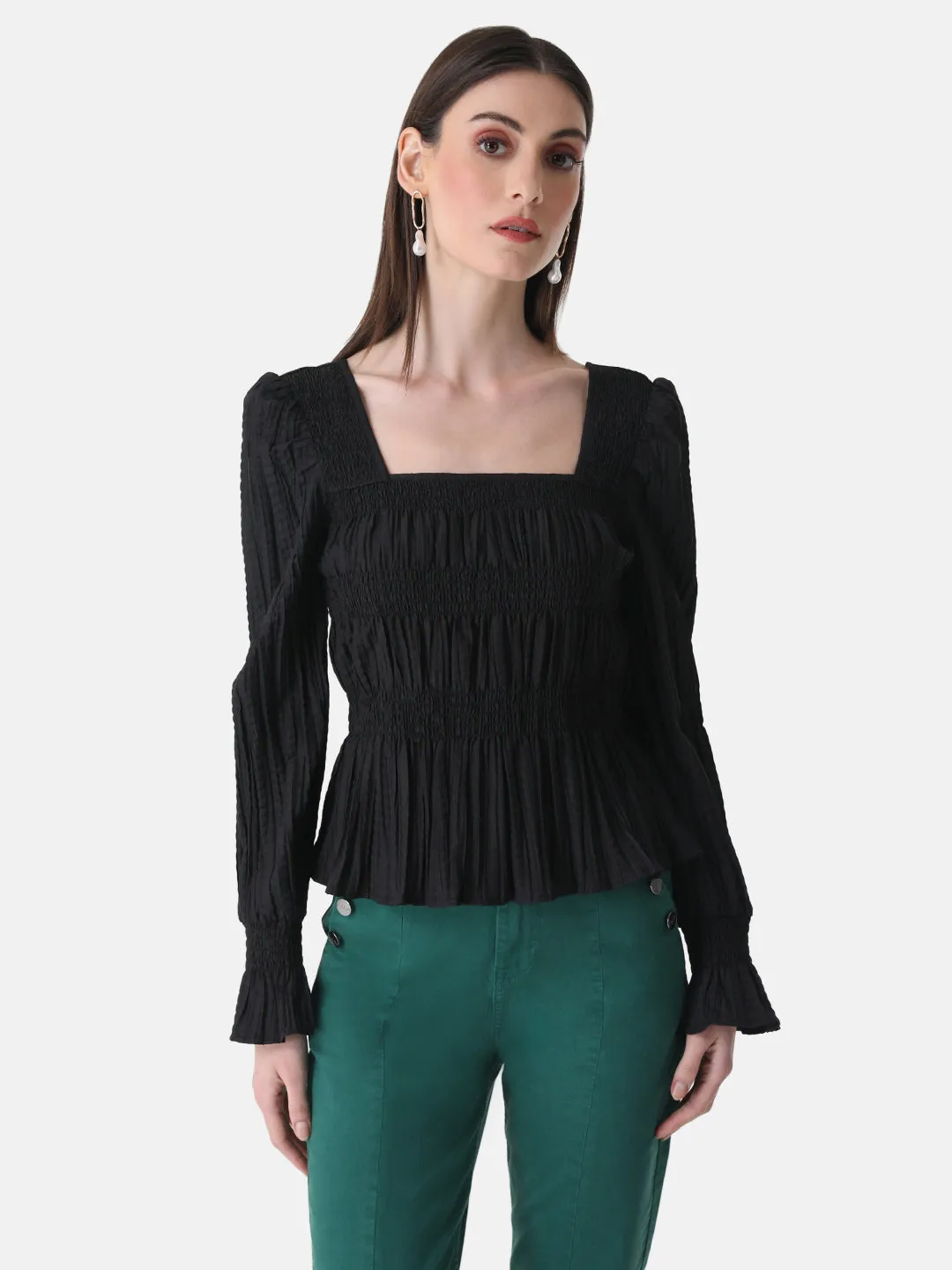 Pleated  Top With Smocking