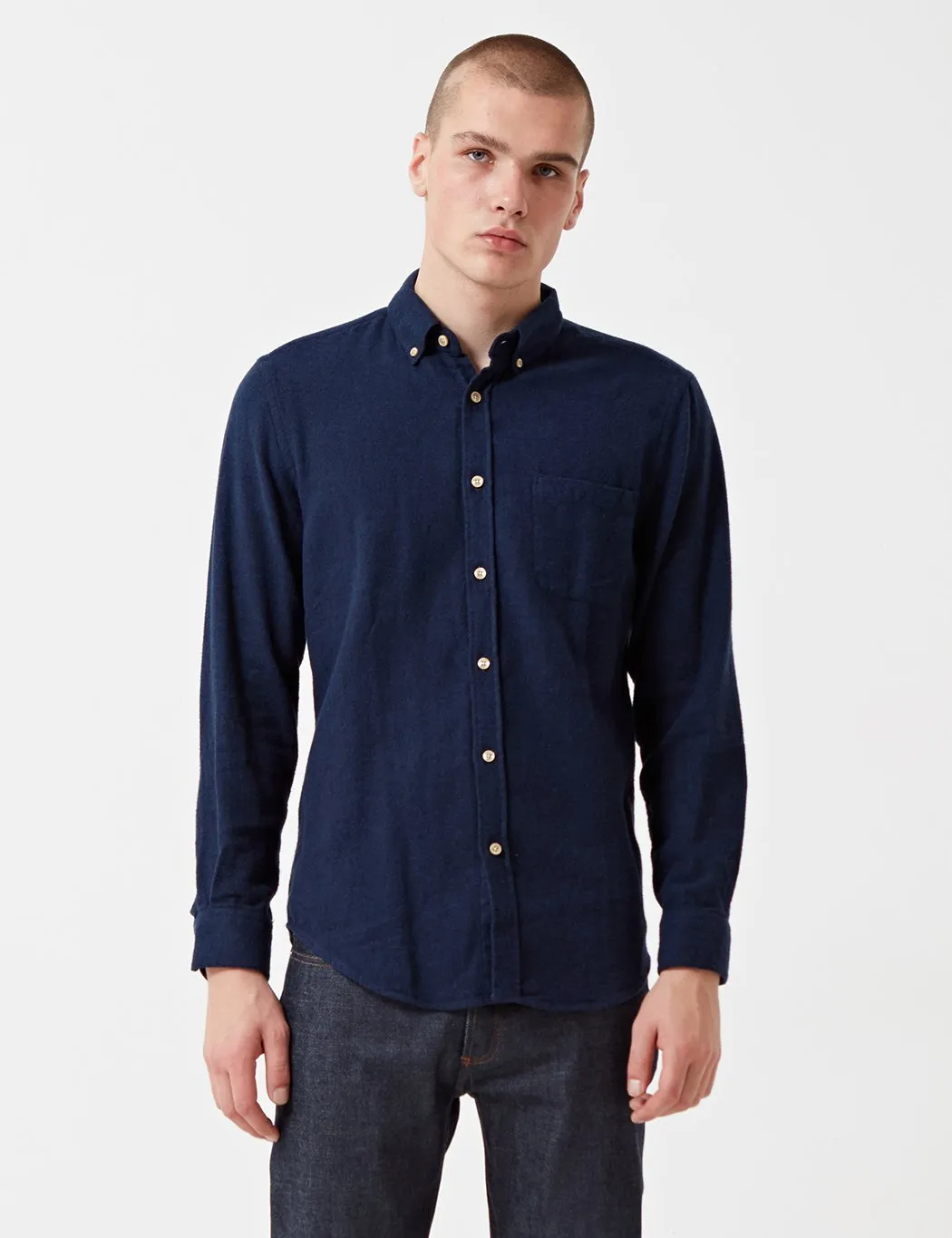 Portuguese Flannel Teca Shirt - Navy Blue