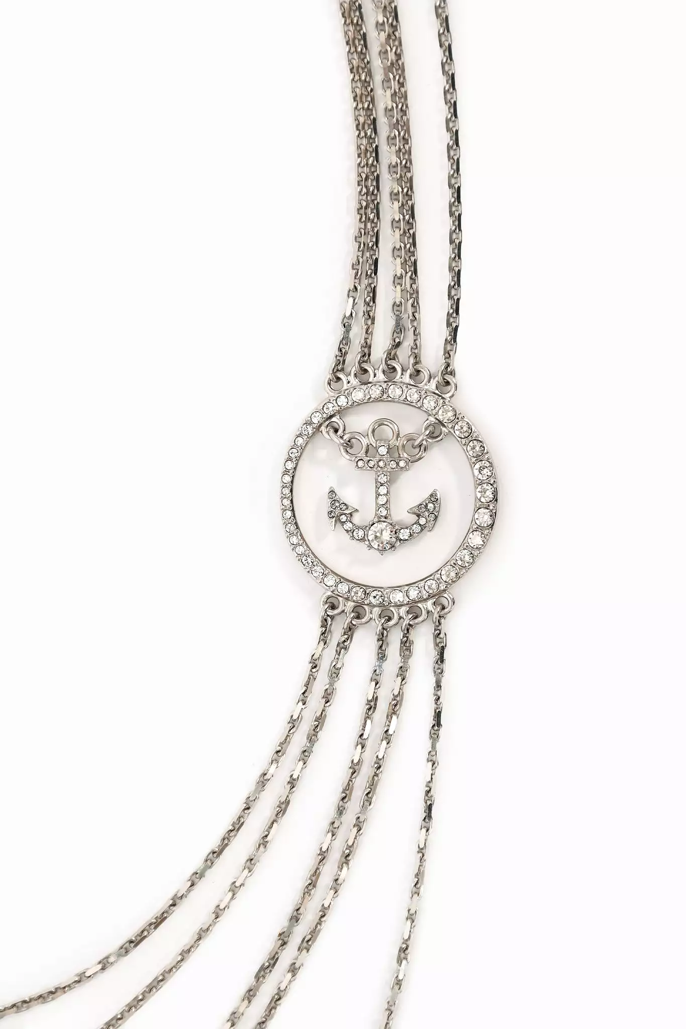 Pre-Loved Chanel? 2018 'Metiers D'art' Crystal Embellished CC Anchor Multi-Strand Necklace