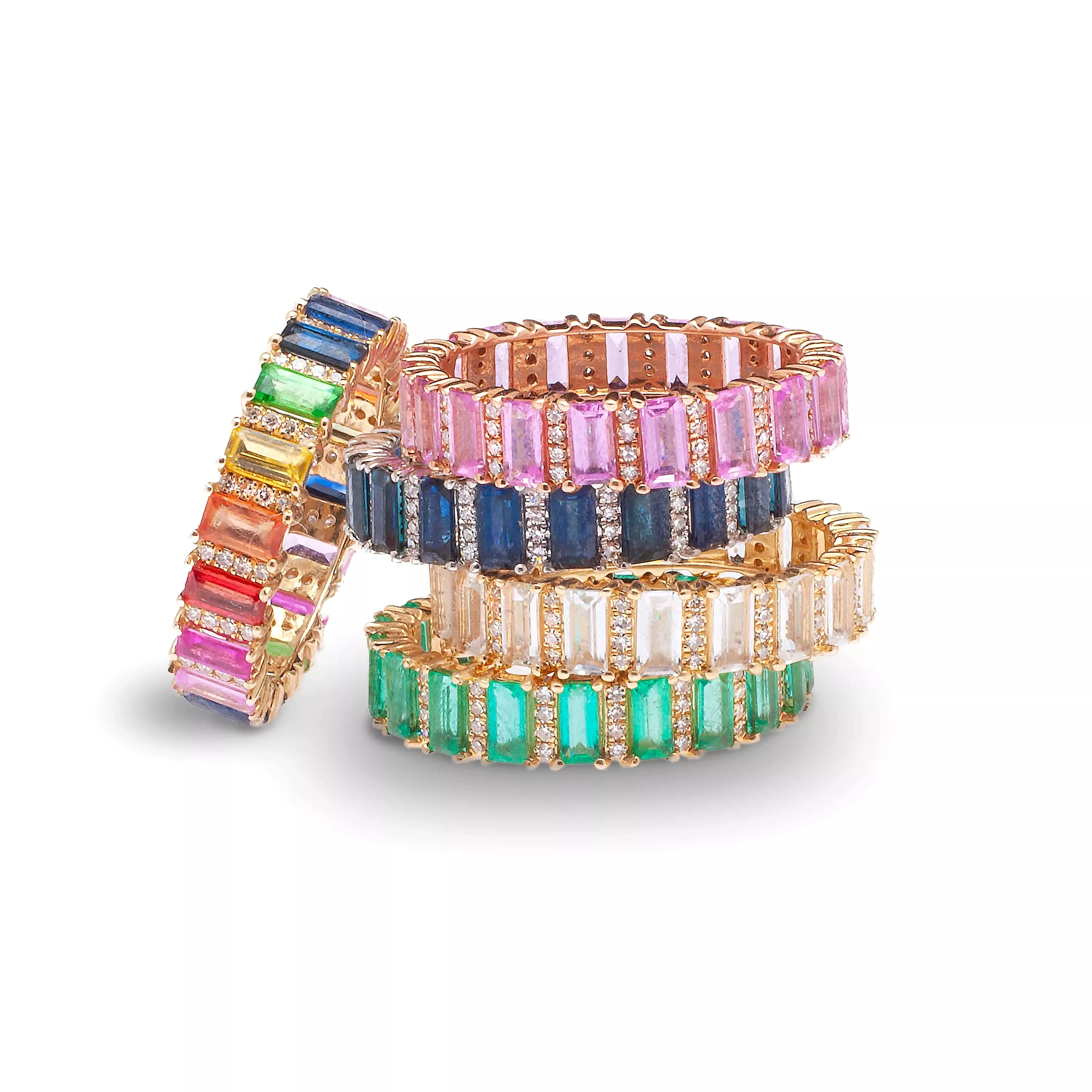 Rainbow Sapphire and Diamond Eternity Ring