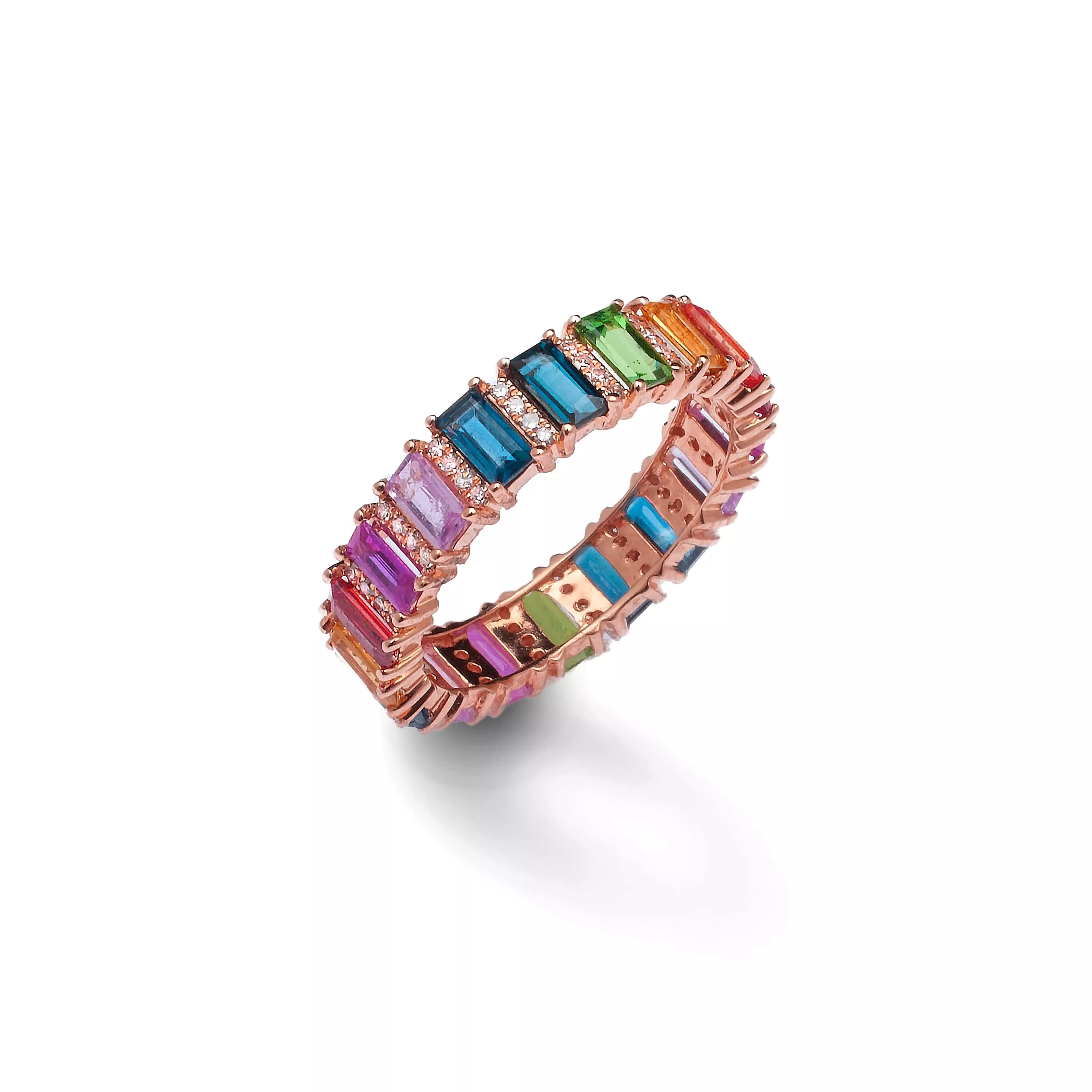 Rainbow Sapphire and Diamond Eternity Ring