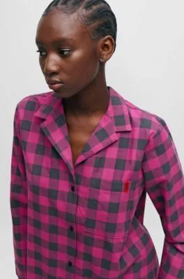 Relaxed-fit pajama top in checked cotton flannel