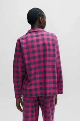 Relaxed-fit pajama top in checked cotton flannel