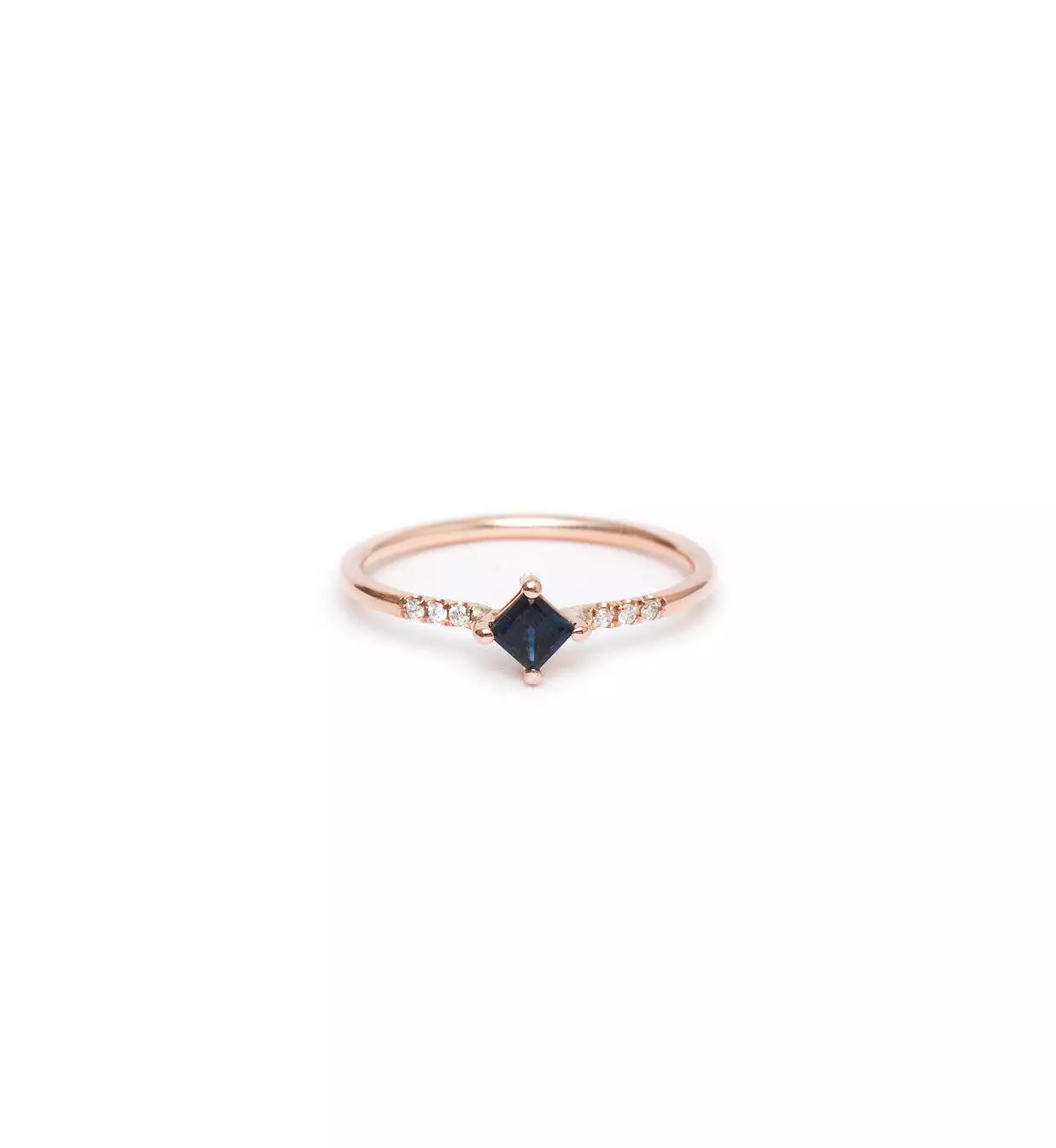 Rose Gold Sapphire Point Equilibrium Ring