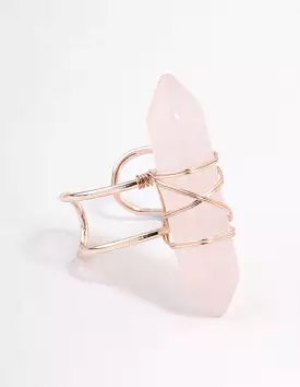 Rose Gold Semi Precious Pink Stone Ring