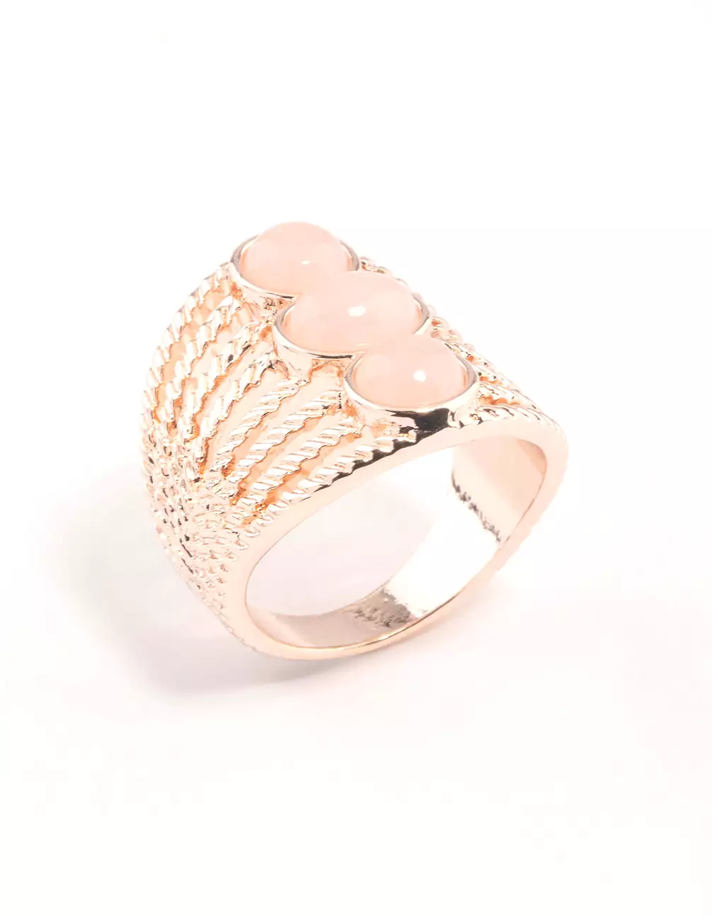 Rose Gold Vertical Triple Stone Ring