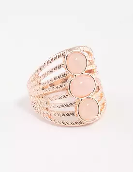 Rose Gold Vertical Triple Stone Ring