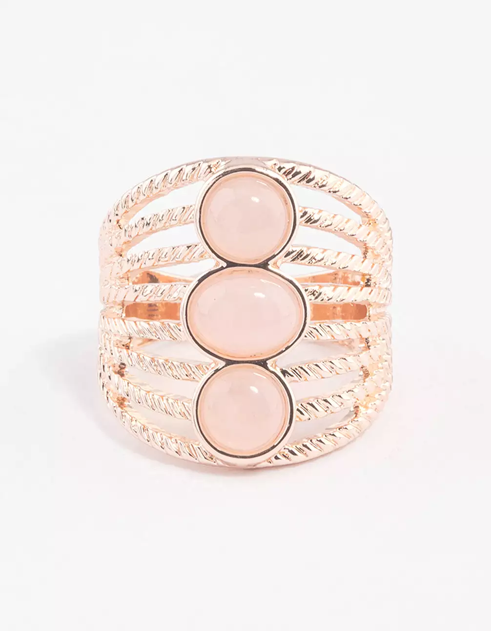 Rose Gold Vertical Triple Stone Ring