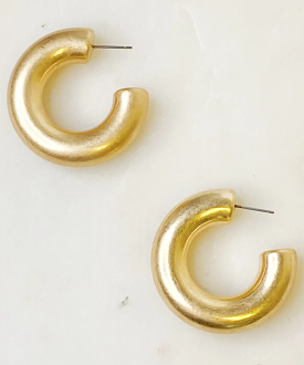 Round and Smooth Medium Hoop Earrings - Gold