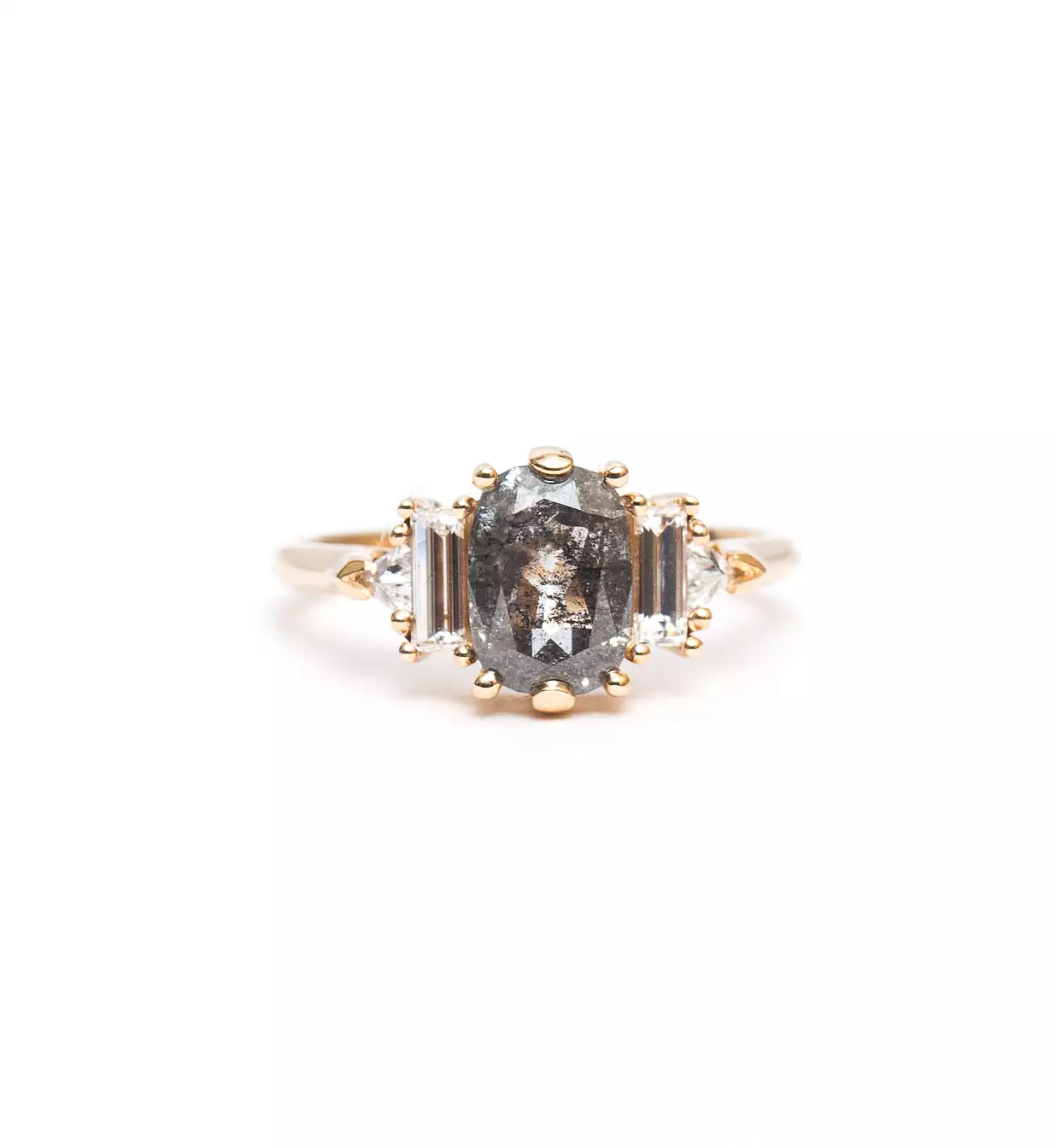 Salt & Pepper Cushion Diamond Theda Ring