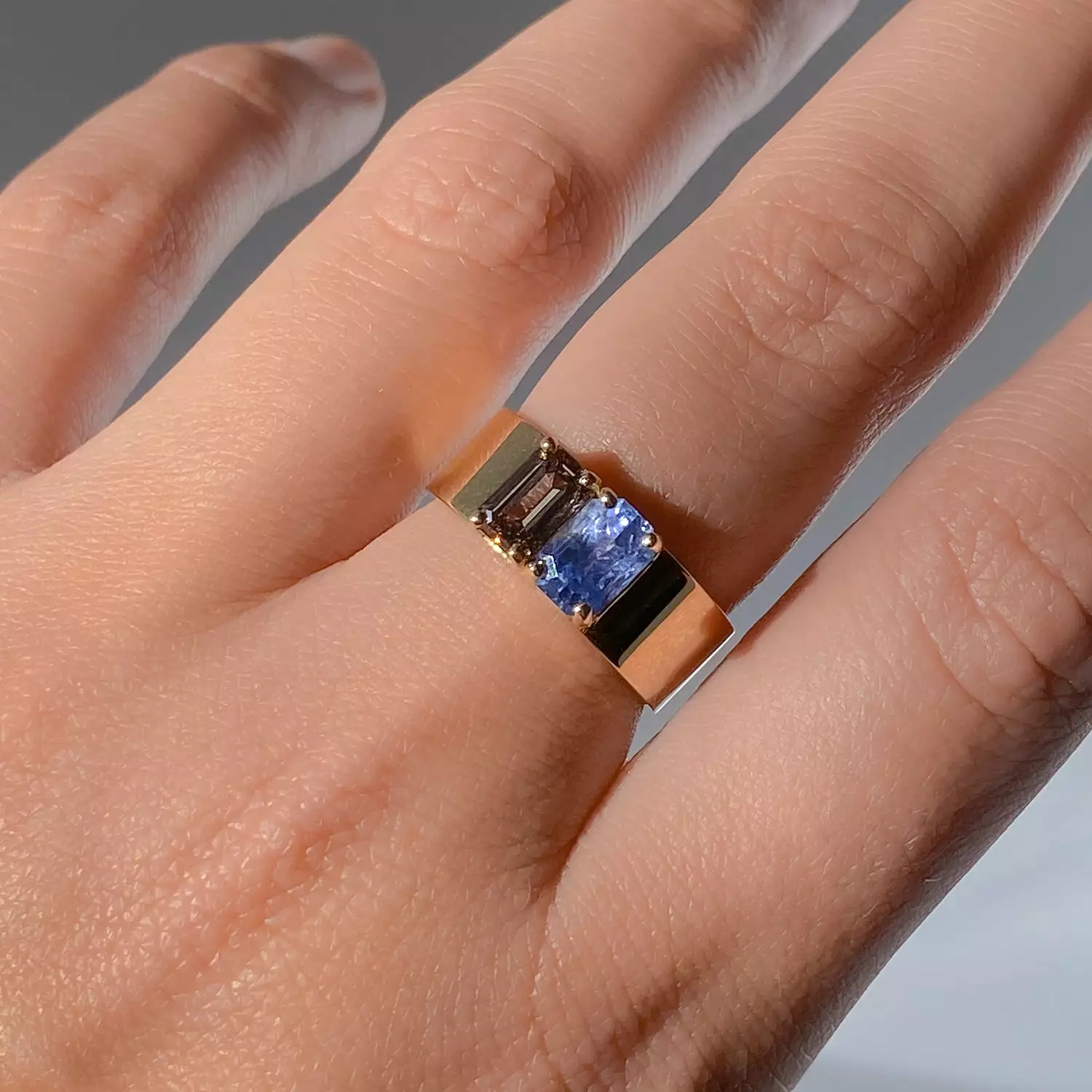 Sapphire & Champagne Diamond Menhir No. 5 Ring