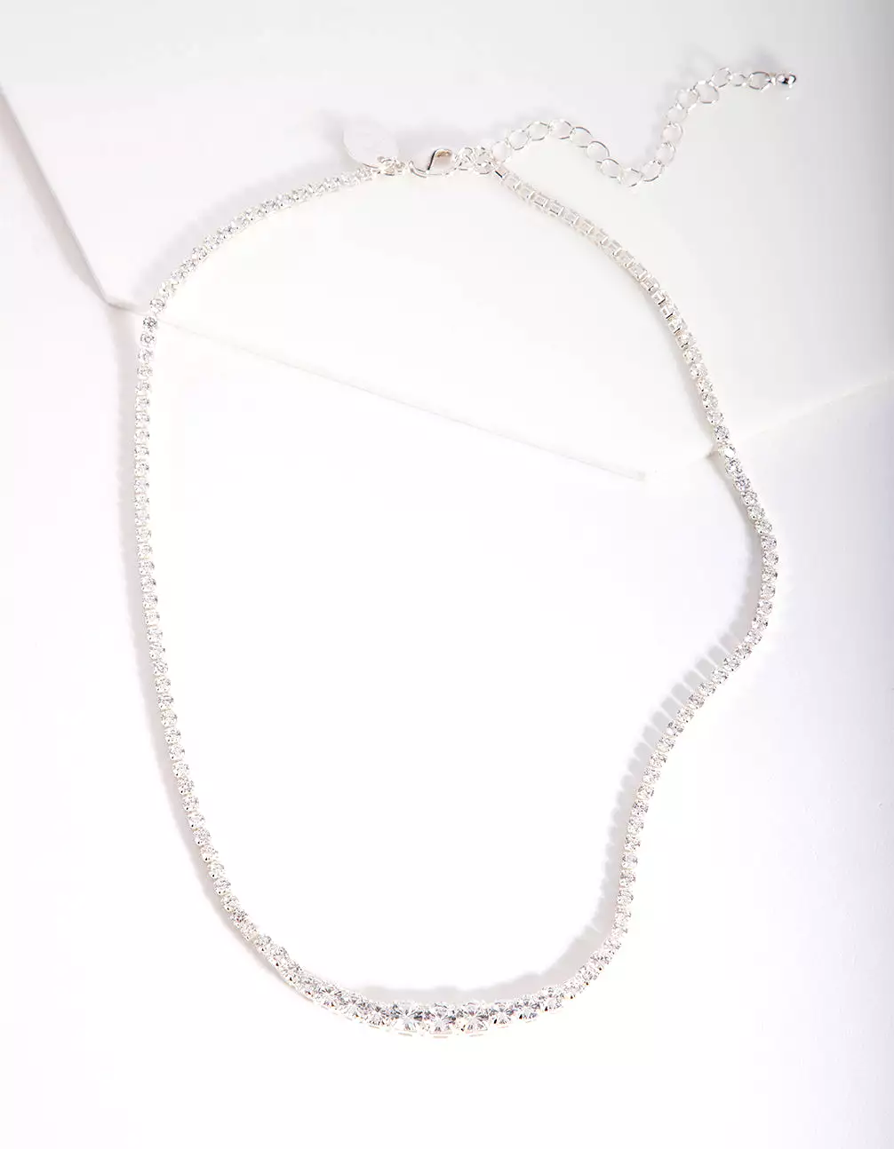 Silver Cubic Zirconia Graduating Diamante Tennis Necklace