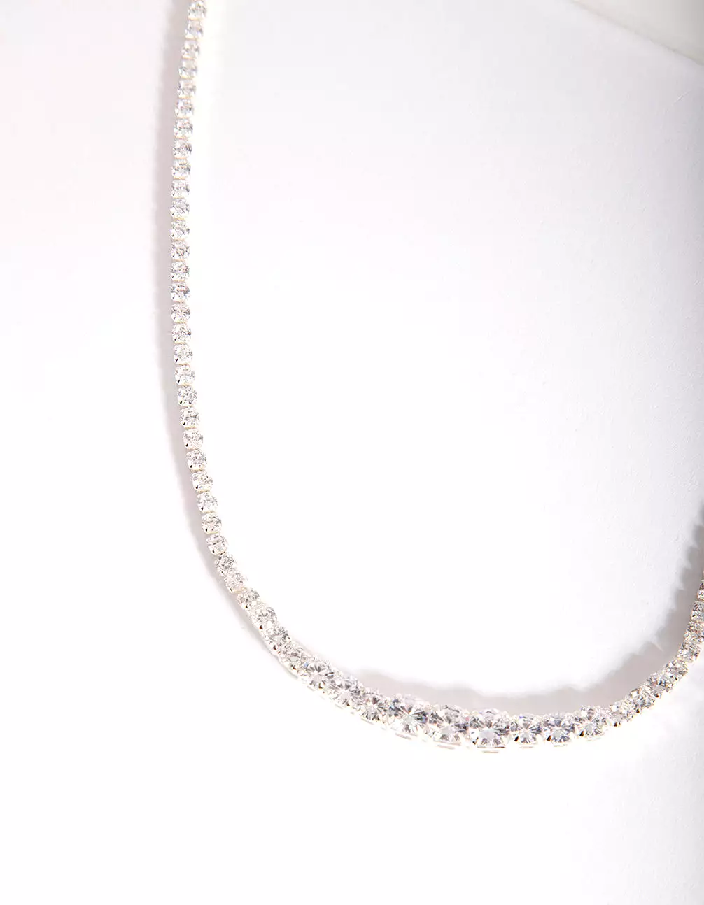 Silver Cubic Zirconia Graduating Diamante Tennis Necklace