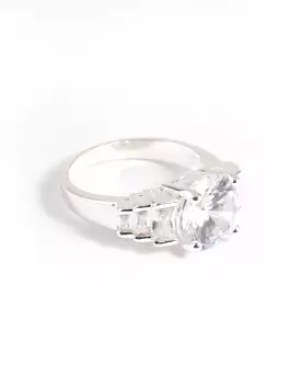 Silver Plated Cubic Zirconia Solitaire Ring