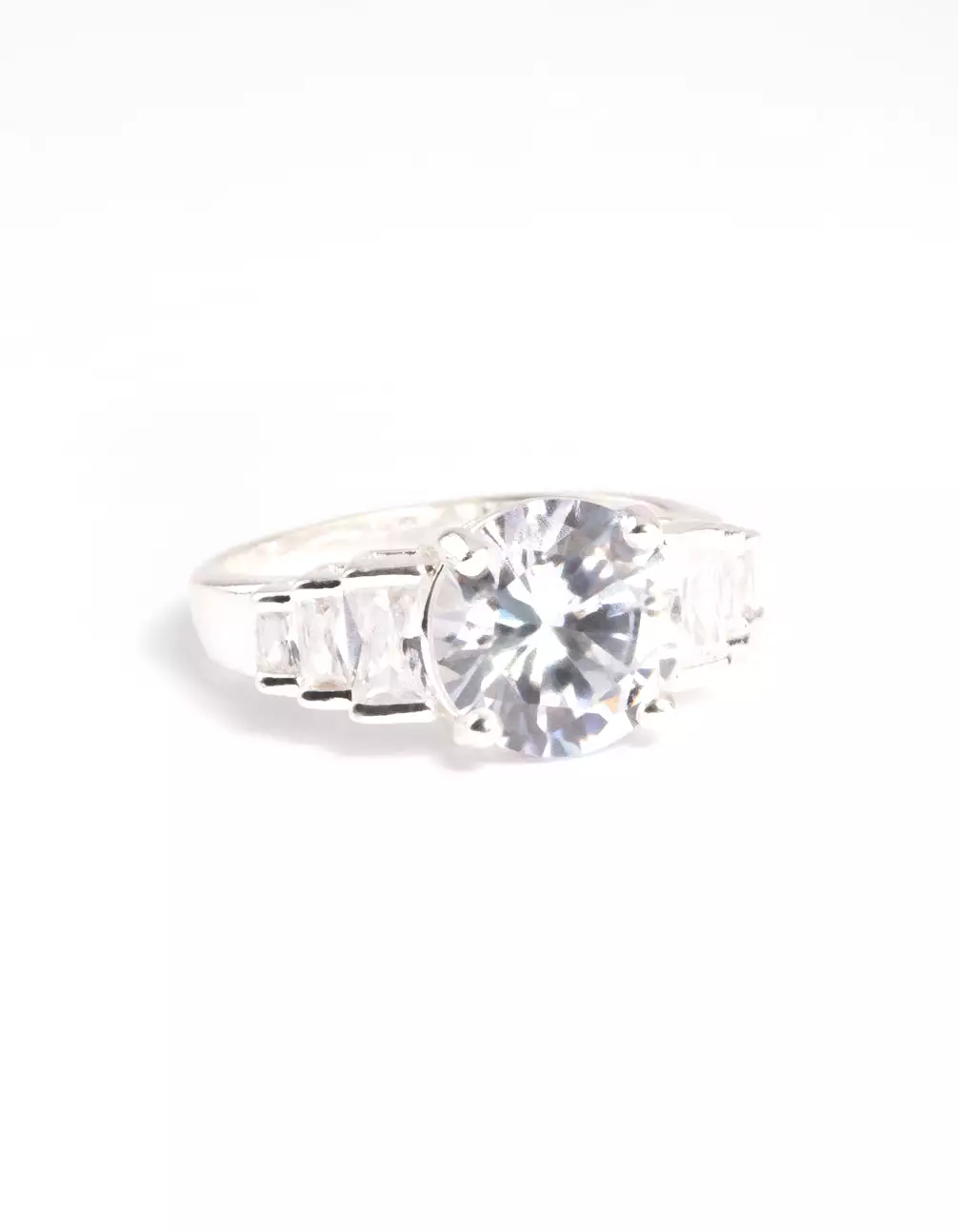 Silver Plated Cubic Zirconia Solitaire Ring