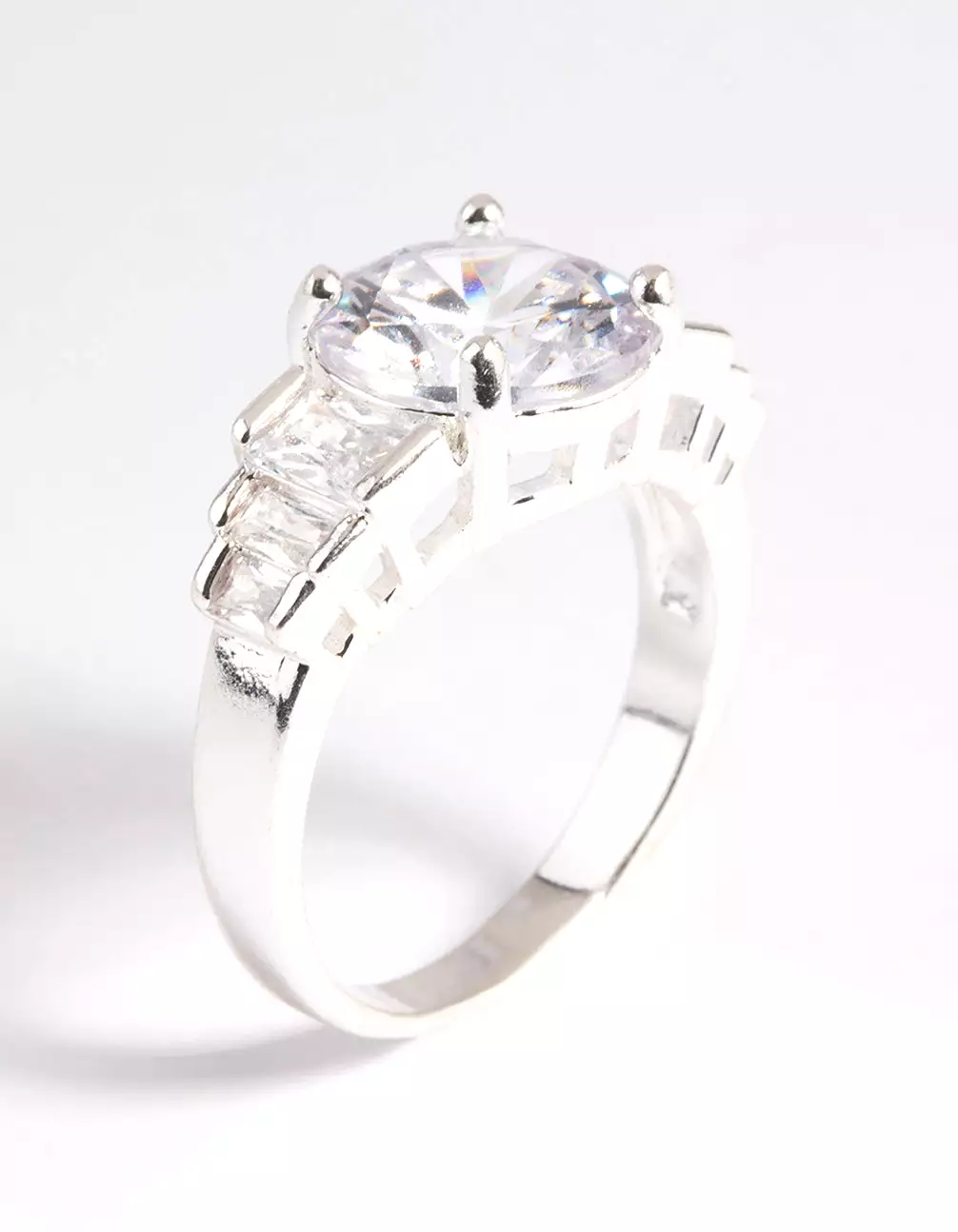 Silver Plated Cubic Zirconia Solitaire Ring