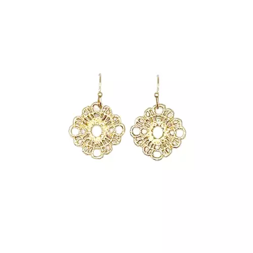 Single Floral Filigree Gold Earrings