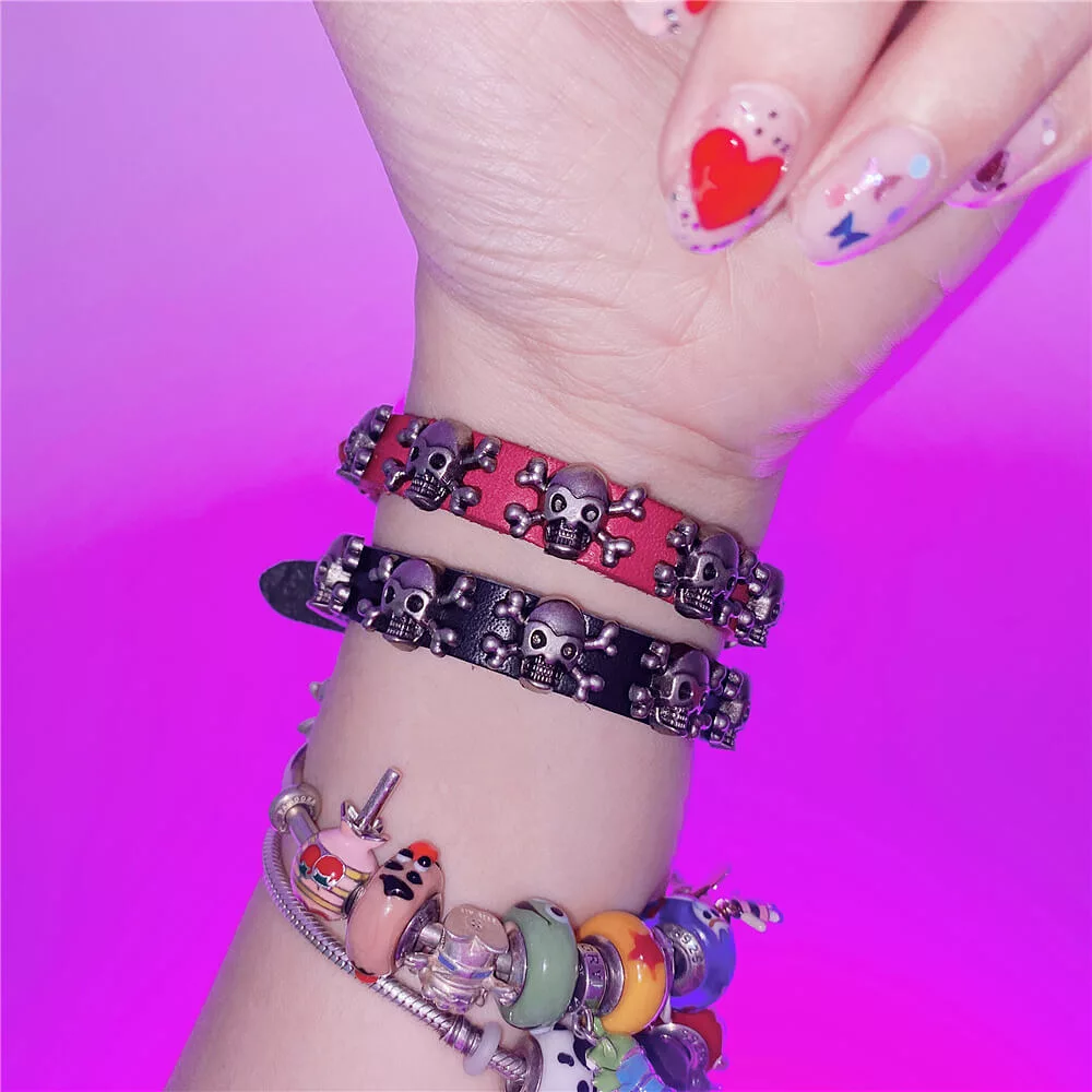 Skeleton punk pupi Y2K Bracelet by52022