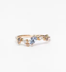 Small Oval Organic Sapphire Crossover Ring