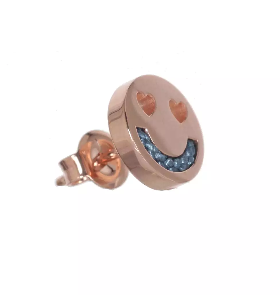 Smitten Rose Gold Studs, Dusky Blue