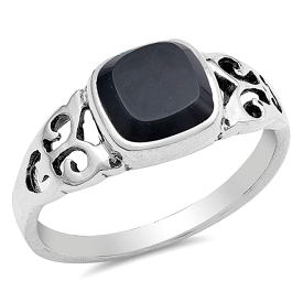 Square Black Onyx Sterling Silver Ring