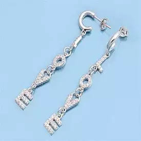 Sterling Silver LOVE Earrings with CZ Stones