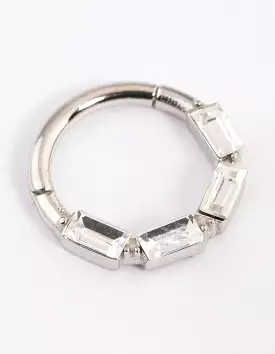 Surgical Steel Crystal Baguette Clicker Ring