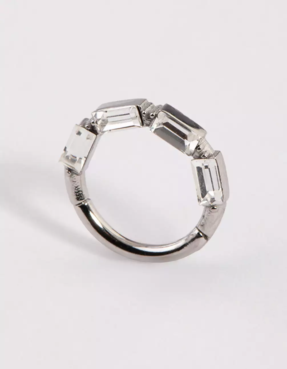 Surgical Steel Crystal Baguette Clicker Ring