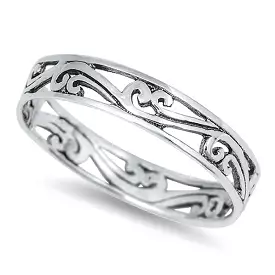 Swirl Cut Out Sterling Silver Ring