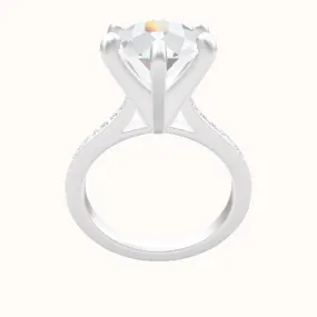 Tapered Channel Set Engagement Ring With Classic Six Prong Head