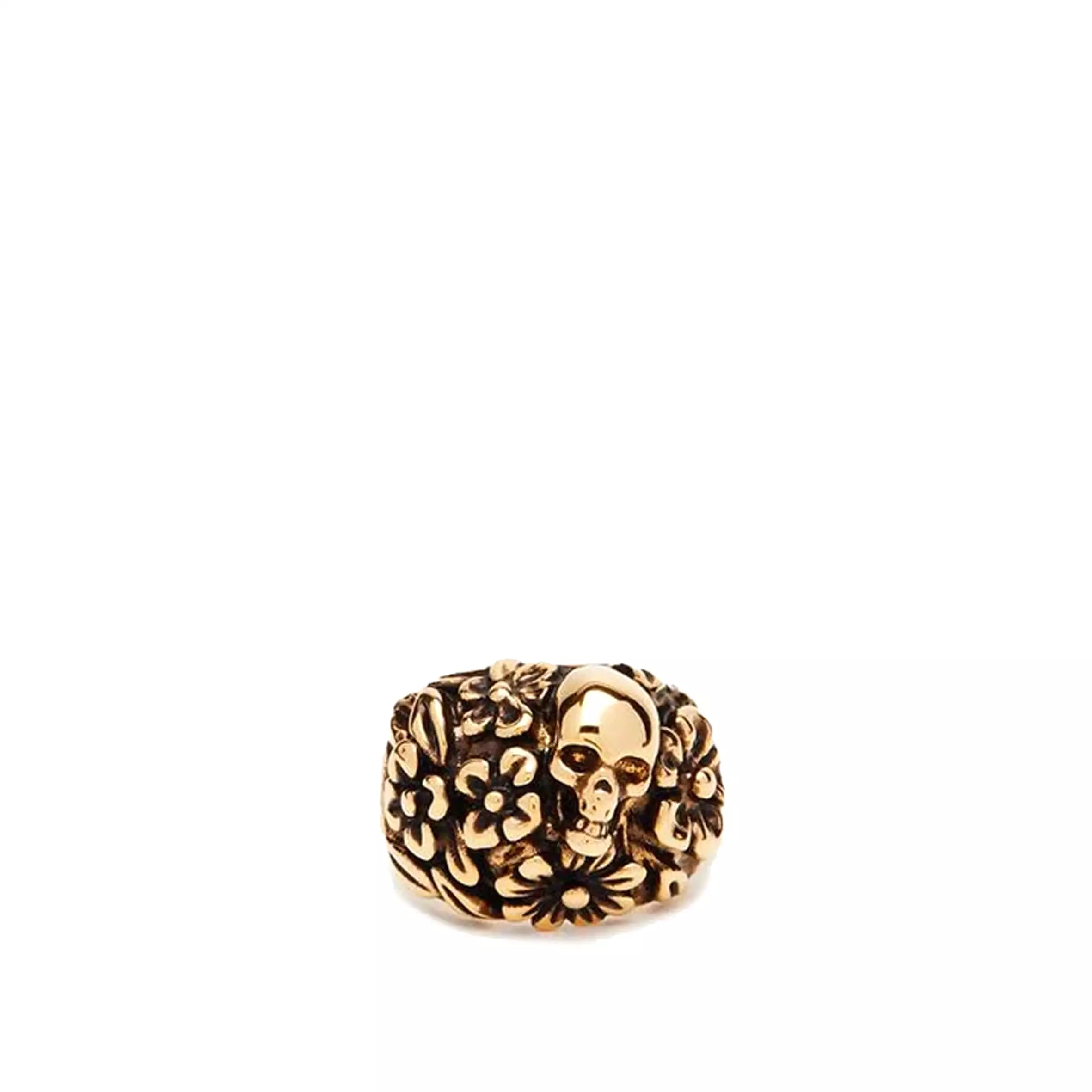 The Floral Skull Ring, Gold